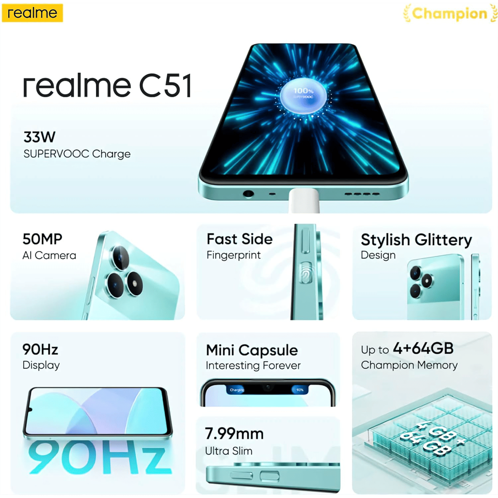 Buy realme C51 (4GB RAM, 64GB, Mint Green) Online - Croma