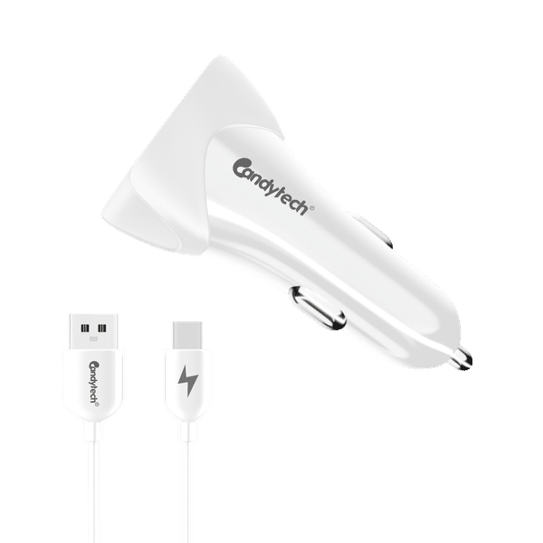 Candytech 3 Ampere 2 USB Ports Car Charging Adapter (Qualcomm Certified, CC-15, White)_1