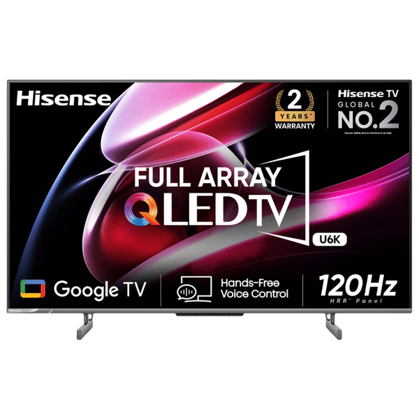Hisense 139 cm (55 inches) Bezelless Series 4K Ultra HD Smart LED Google TV  55A6K (Gray), Dolby Vision & Atmos, HSR 120 Mode