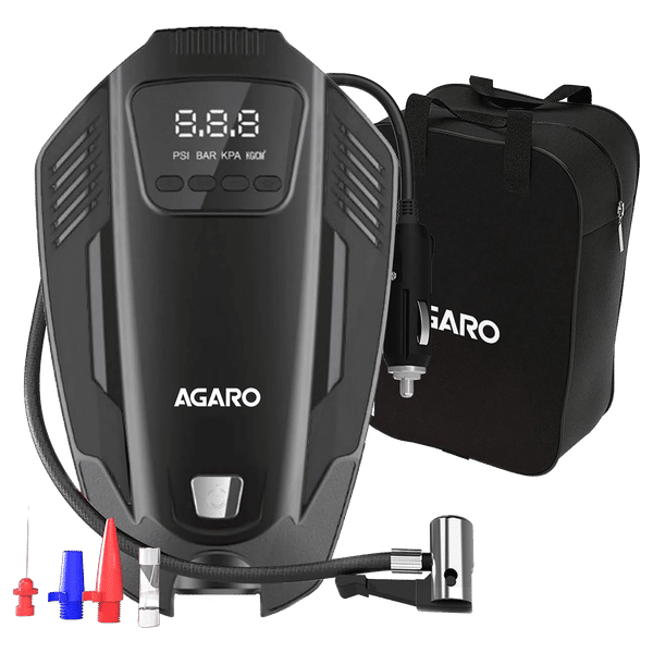 AGARO PRIMO 150 PSI Tyre Inflator for Cars and Bikes (In Built Digital Pressure Gauge, 33626, Black)_1