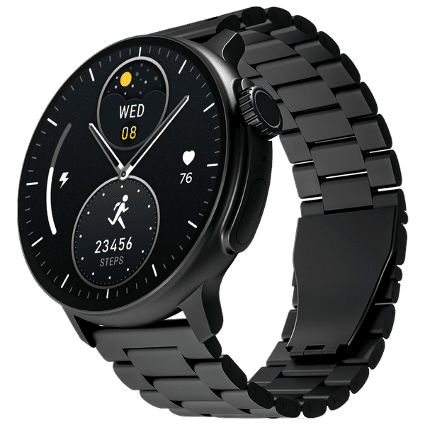 boAt Lunar Tigon Smartwatch with Bluetooth Calling (36.8mm AMOLED Display, IP67 Sweat Resistant, Steel Black Strap)_1