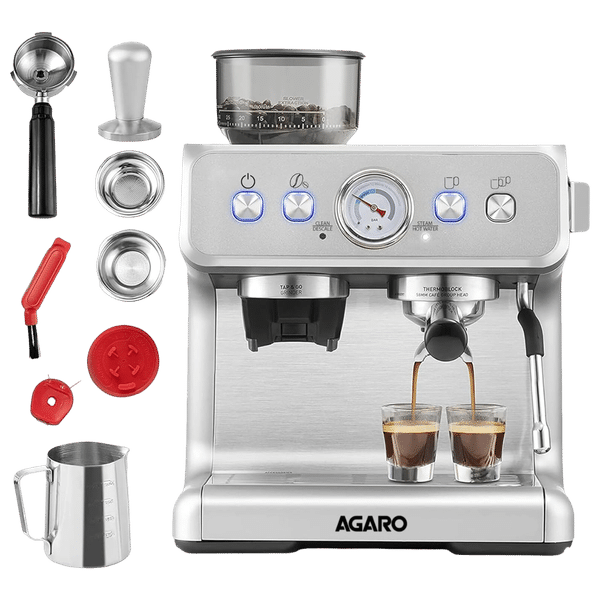 AGARO Supreme 1450 Watt 30 Cups Automatic Espresso Coffee Maker with Intelligent Temperature Control (Silver)_1