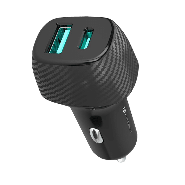Portronics Power 6 36W Type A & Type C 2-Port Fast Car Charger (Adapter Only, In-Built Smart Protection, Black)_1