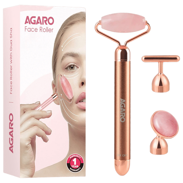 AGARO Rose Quartz 3-in-1 Grooming Kit for Face for Women (High Frequency Vibration, Rose Gold)_1