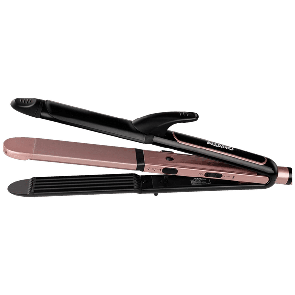 AGARO HS1119 3-in-1 Hair Styler with Keratin Infused Ceramic Coated Plates (Black and Rose Gold)_1