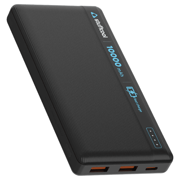 stuffcool Major 10000 mAh 22.5W Fast Charging Power Bank (2 Type A and 1 Type C and Micro USB Ports, LED Indicator, Black)_1