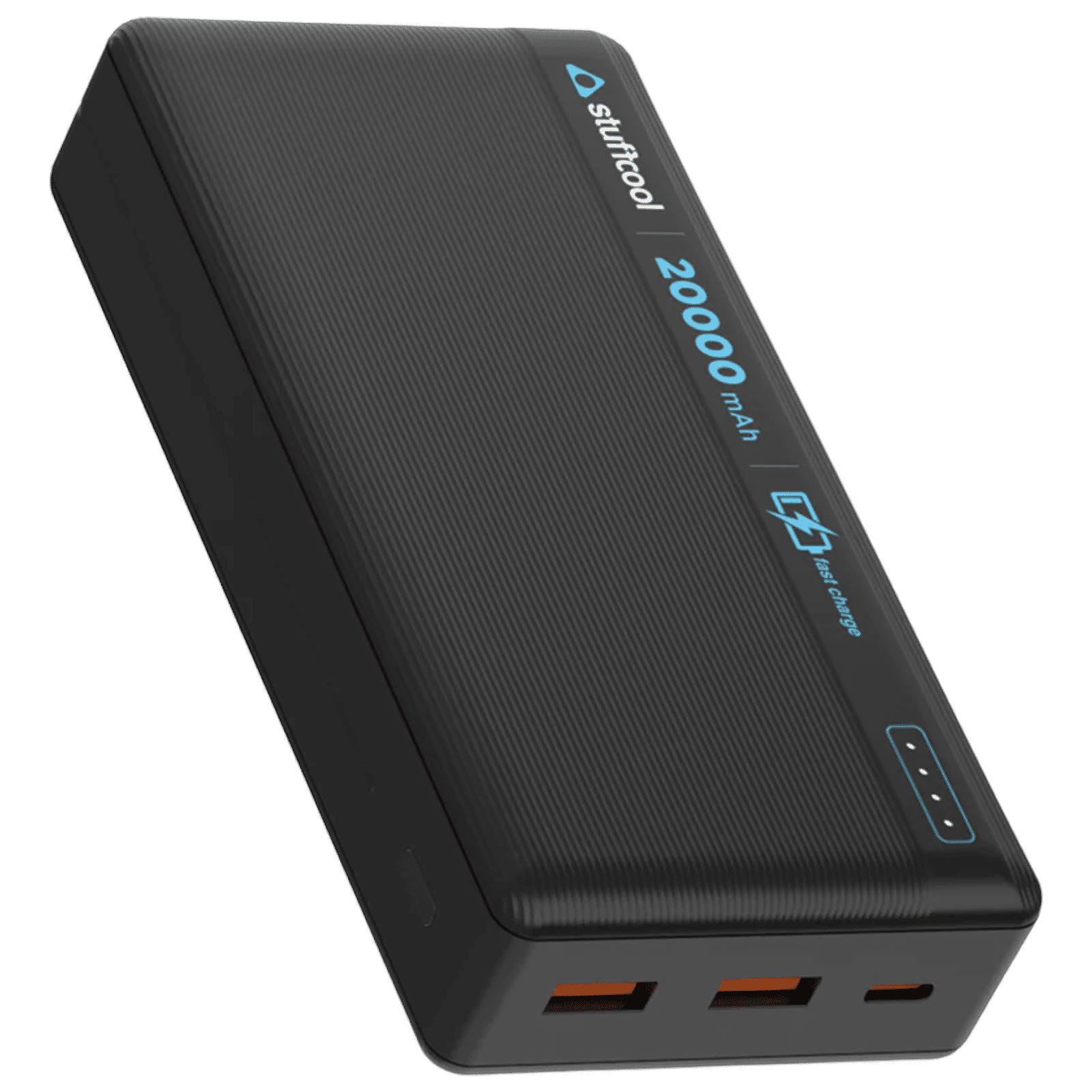 stuffcool Major Plus 20000 mAh 22.5W Fast Charging Power Bank (2 Type A, 1 Micro USB and 1 Type C Port, Short Circuit Protection, Black)