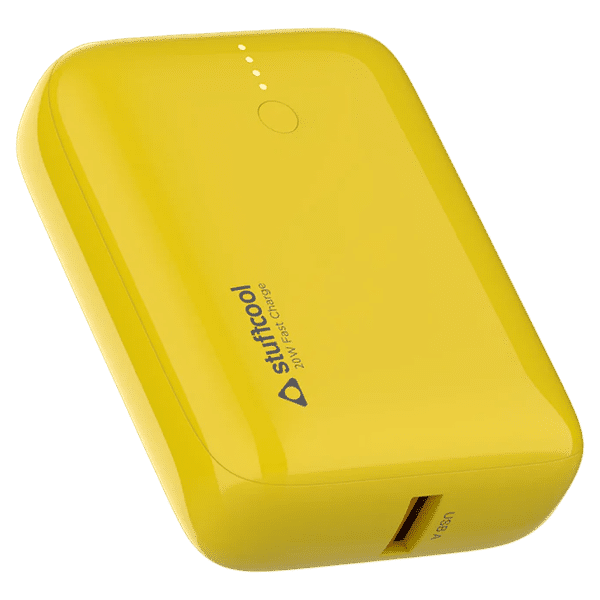 stuffcool Palm Smallest 10000 mAh 22.5W Fast Charging Power Bank (1 Type A and 1 Type C Ports, LED Indicator, Yellow)_1