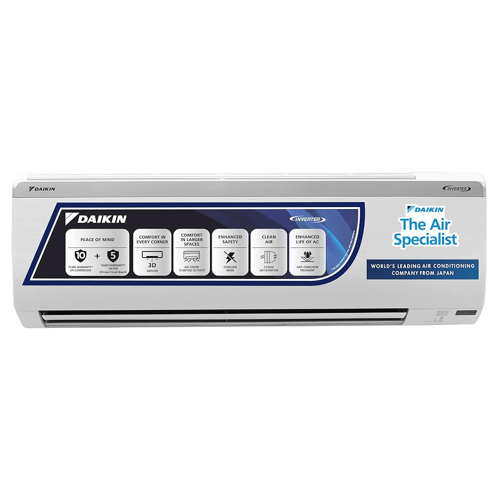 DAIKIN Standard 1.8 Ton 5 Star Inverter Split AC (Copper Condenser, PM 2.5 Filter, MTKM60U)