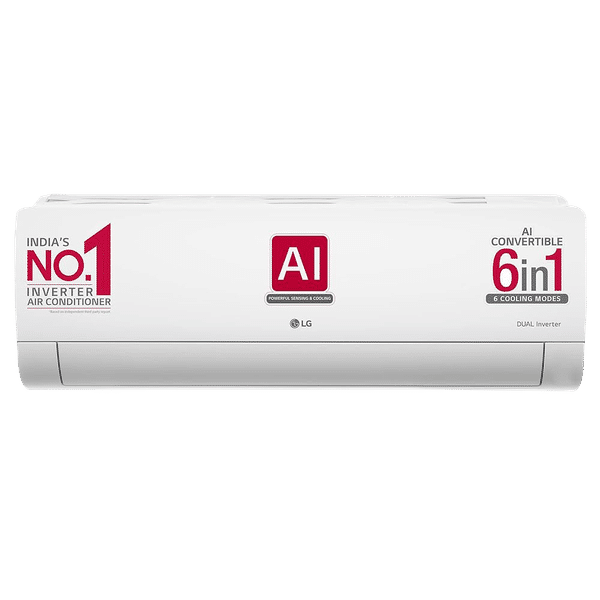 LG 6 in 1 Convertible 2 Ton 3 Star AI Dual Inverter Split AC with 4-Way Swing (2023 Model, Copper Condenser, RS-Q24ENXE)_1