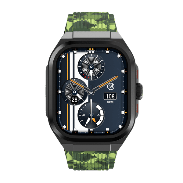 noise ColorFit Thrill Smartwatch with Bluetooth Calling (50.8mm, 1.5ATM Water Resistant, Camo Green Strap)_1