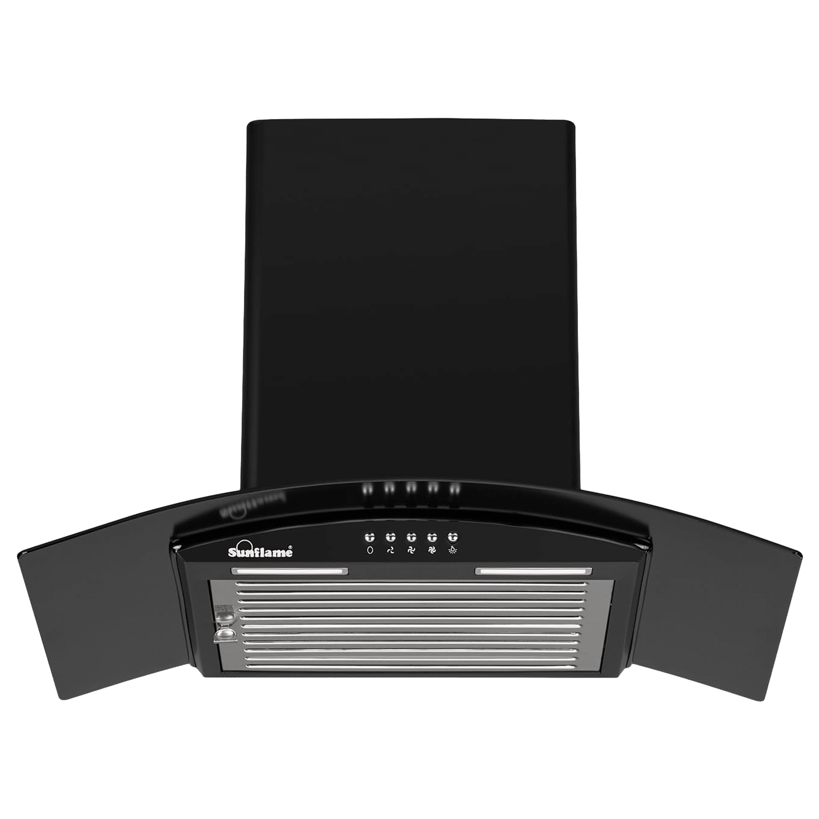 Sunflame Bella 60cm 1100m3/hr Ducted Wall Mounted Chimney with Stainless Steel Baffle Filter (Black)