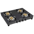 Sunflame Desire Toughened Glass Top 4 Burner Manual Gas Stove (Powder Coated Pan Supports, Black)_1