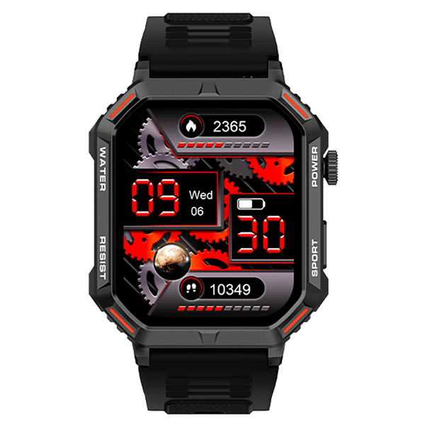 FIRE-BOLTT Commando Smartwatch with Bluetooth Calling (49.5mm AMOLED Display, IP68 Water Resistant, Silver Black Strap)_1
