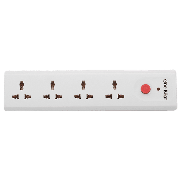 One Beat Spark 4 10 Amps 4 Sockets Extension Board (2 Meters, Resettable Circuit Breaker, OB-20402, White)_1