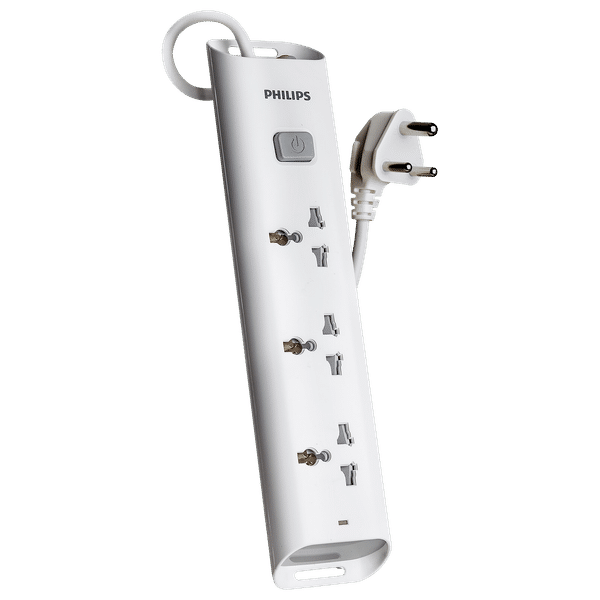 PHILIPS 10 Amps 3 Sockets Power Multiplier (1.2 Meters, Child Safety Shutter, CHP2432W/94, White)_1