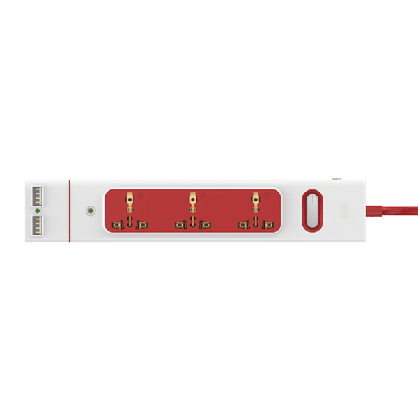 GM Lemoid 10 Amps 3 Sockets Surge Protector (2 Meters, 3258, White/Red)_1