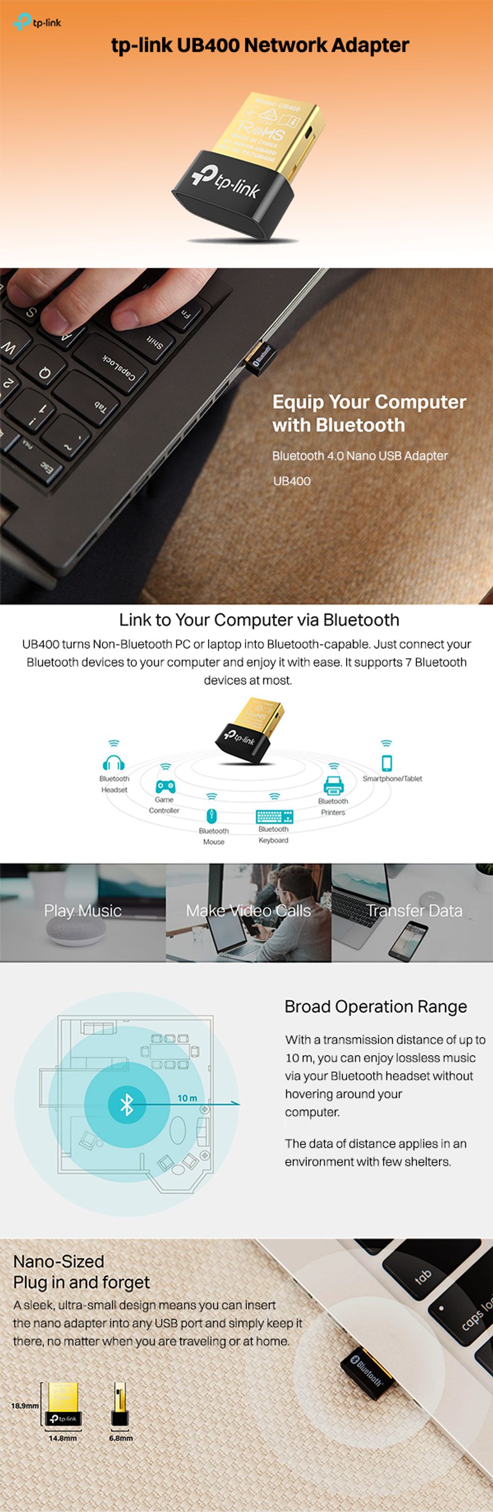 Buy Tp-Link UB400 Network Adapter (Nano-Sized, 152502278, Black) Online -  Croma