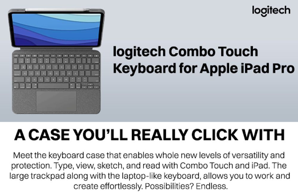 Buy logitech Combo Touch Bluetooth Detachable Keyboard for Apple iPad Pro  11 Inch (1st, 2nd, 3rd & 4th Gen) with Touchpad (Adjustable Kickstand, Oxford  Grey) Online - Croma