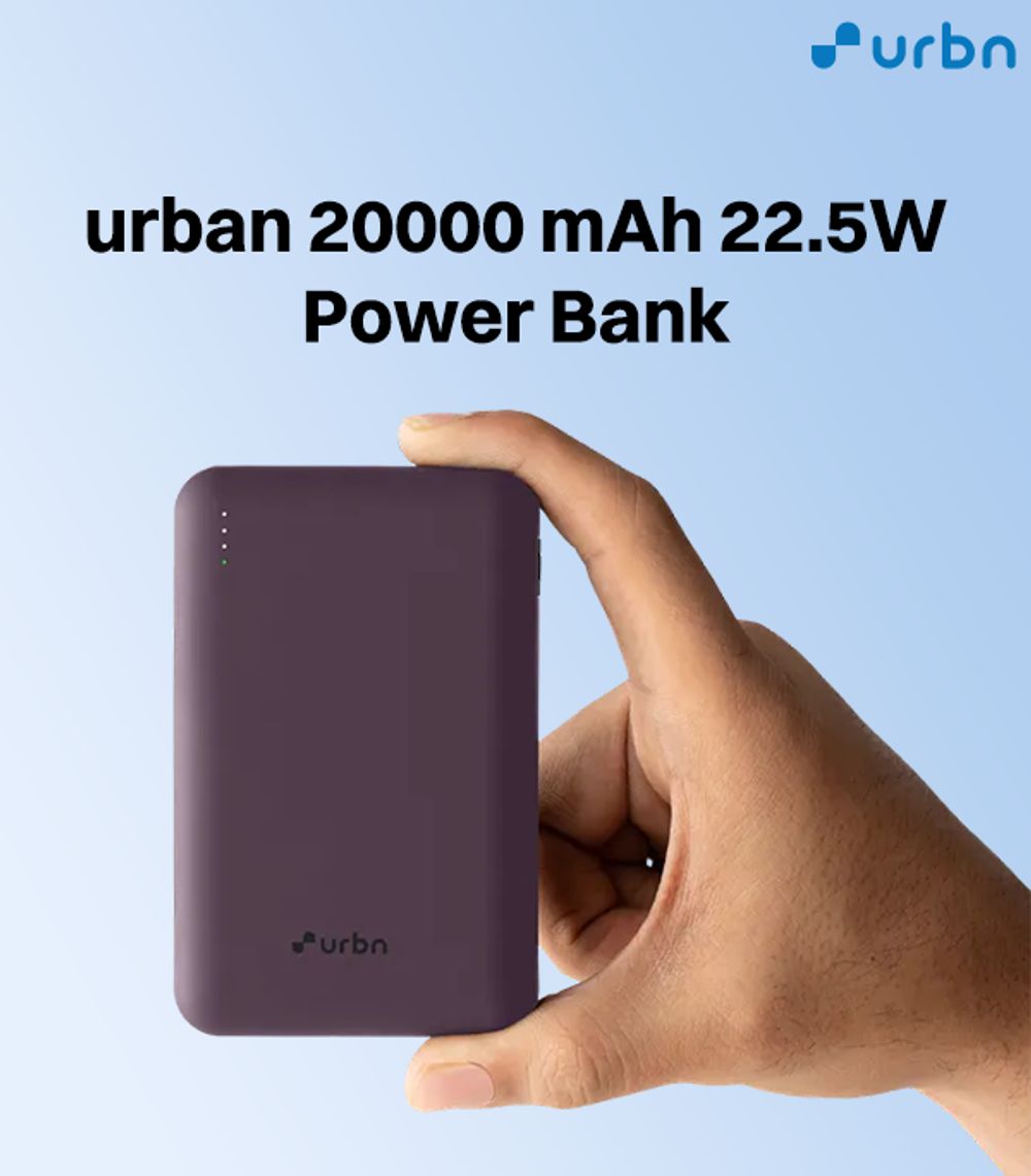 Buy urban 20000 mAh 22.5W Fast Charging Power Bank (2 Type C & 1 Type A  Ports, 12 Layers Circuit Protection, Purple) online at best prices from  Croma. Check product details, reviews