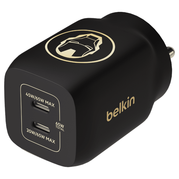 belkin Ironman 65W Type C 2-Port Fast Charger (Adapter Only, Integrated GaN Technology, Black)_1