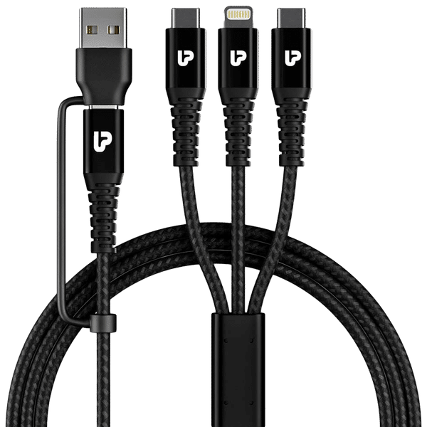 ultraprolink Trio Link Plus Type A to Type C, Type C to Type C, Lightning 4.92 Feet (1.5M) 3-in1 Cable (Nylon Braided, Black)_1