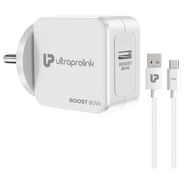 ultraprolink Boost 80W Type C Fast Charger (Type A to Type C Cable, Short Circuit Protection, White)_1
