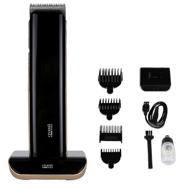 Croma CRSHSH9HCA023305 Rechargeable Cordless Wet and Dry Trimmer for Beard for Men (90mins Runtime, Self Sharpening Technology, Black)_1