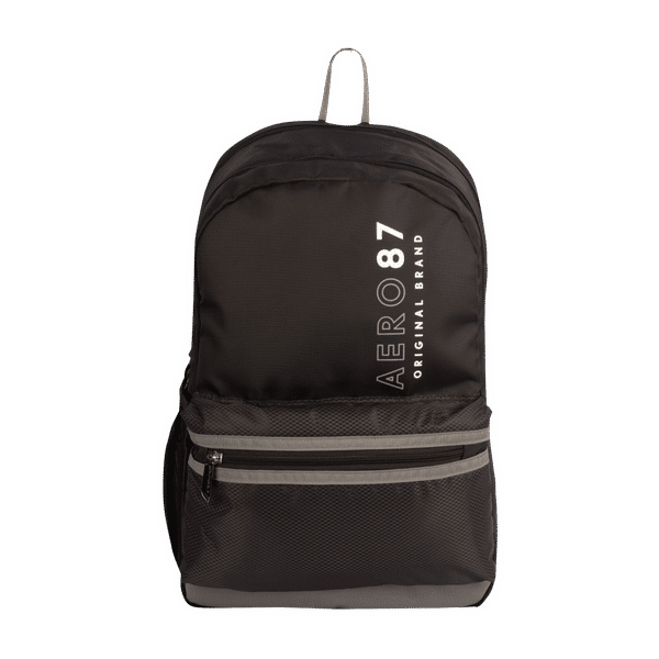 AEROPOSTALE Take Off 20 Litres Nylon Backpack (Waterproof, AERO-BP-1001-BLK_G, Black/Grey)_1