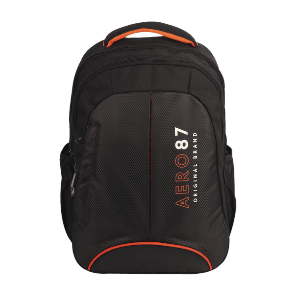 AEROPOSTALE Tempest 20 Litres Nylon Backpack (Waterproof, AERO-BP-1006-BLK_O, Black/Orange)_1