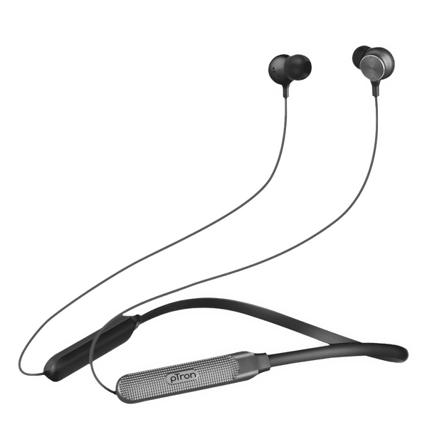 pTron InTunes Classic Neckband with Passive Noise Cancellation (Sweatproof, Upto 15 Hours Playtime, Black/Grey)_1