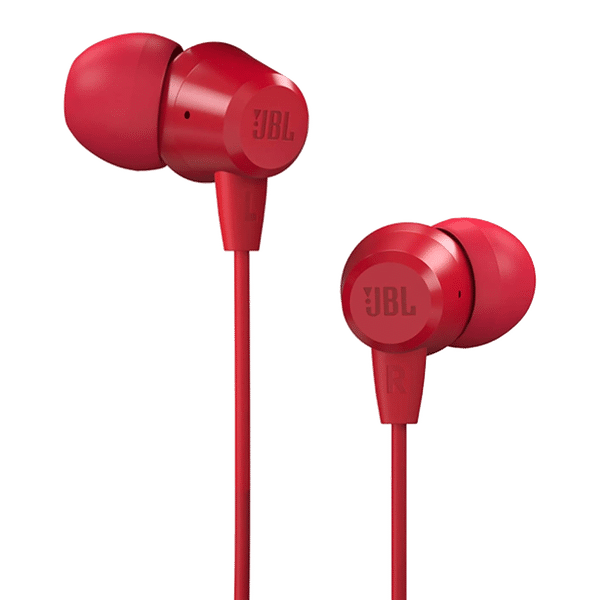 JBL JBLT50HIREDIN In-Ear Wired Earphone with Mic (Lightweight and Comfortable, Red)_1