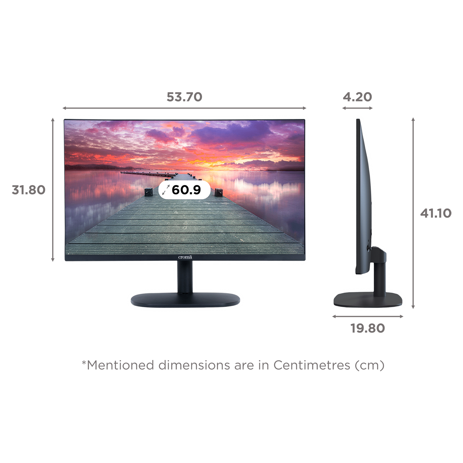 Buy Croma 60.9 cm (24 inch) Full HD VA Panel LED Monitor With Built-in ...