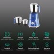 BOROSIL Star 500 Watt 3 Jars Mixer Grinder (20000 RPM, 3 Speed Control with Pulse Function, Blue)_2