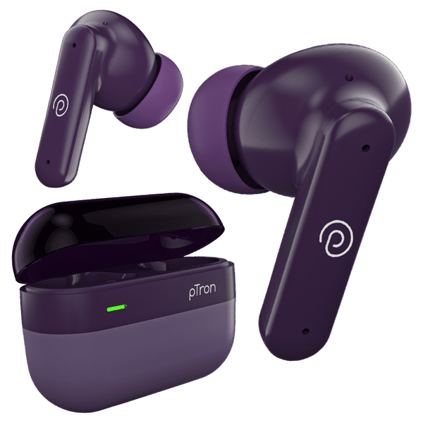 pTron BudSENS 1 TWS Earbuds with Active Noise Cancellation (IPX5 Water Resistant, Fast Charging, Purple)_1