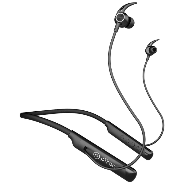 pTron InTunes Ultra Neckband with Environmental Noise Cancellation (IPX4 Water Resistant, Fast Charging, Black)_1