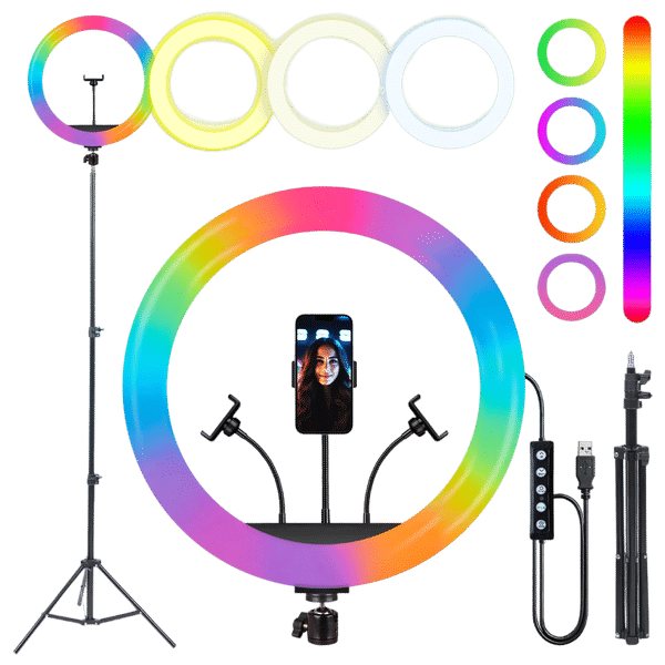 IZI Light RGB Ring Light with Tripod Stand for Live Streaming, Makeup and YouTube Video Shooting (Triple Device Compatibility)_1