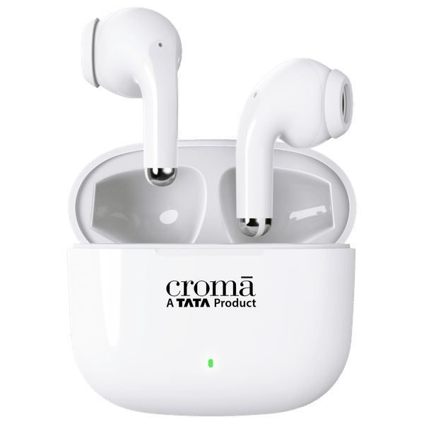 Croma IN 101 TWS Earbuds with Passive Noise Cancellation (IPX4 Water Resistant, 28 Hours Playback White)_1