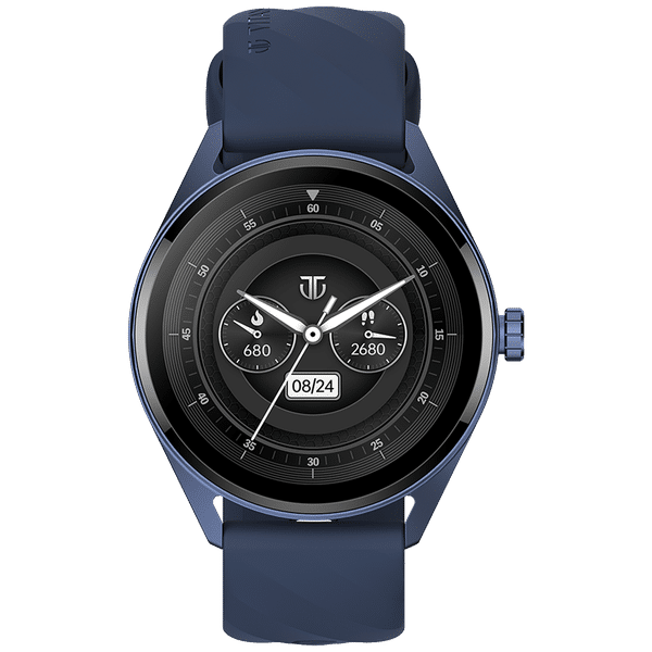 TITAN Crest Smartwatch with Bluetooth Calling (36.3mm AMOLED Display, IP68 Water Resistant, Blue Strap)_1