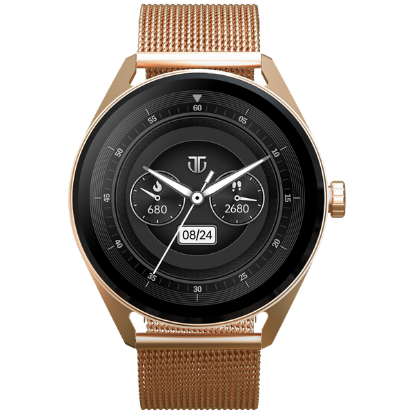TITAN Crest Smartwatch with Bluetooth Calling (36.3mm AMOLED Display, IP68 Water Resistant, Rose Gold Strap)_1