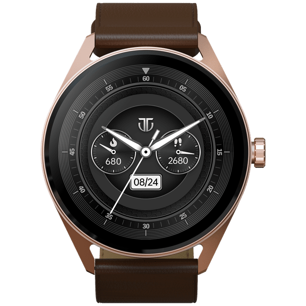 TITAN Crest Smartwatch with Bluetooth Calling (36.3mm AMOLED Display, IP68 Water Resistant, Brown Strap)_1