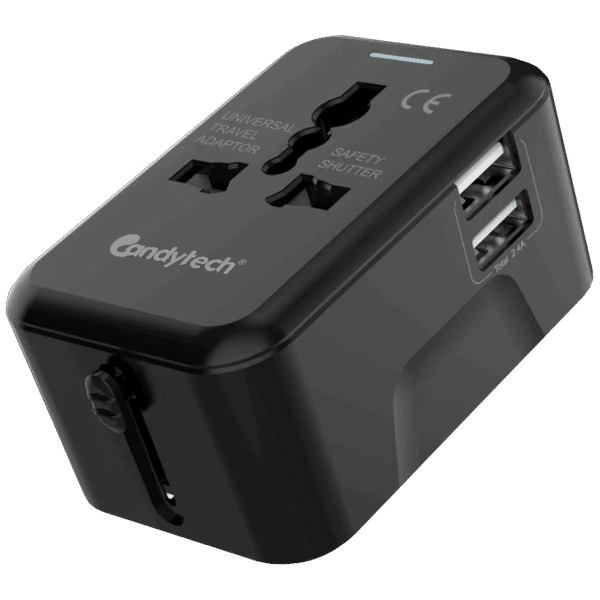 Candytech Travel Adapter (With Dual USB Port, CT-C10, Black)_1