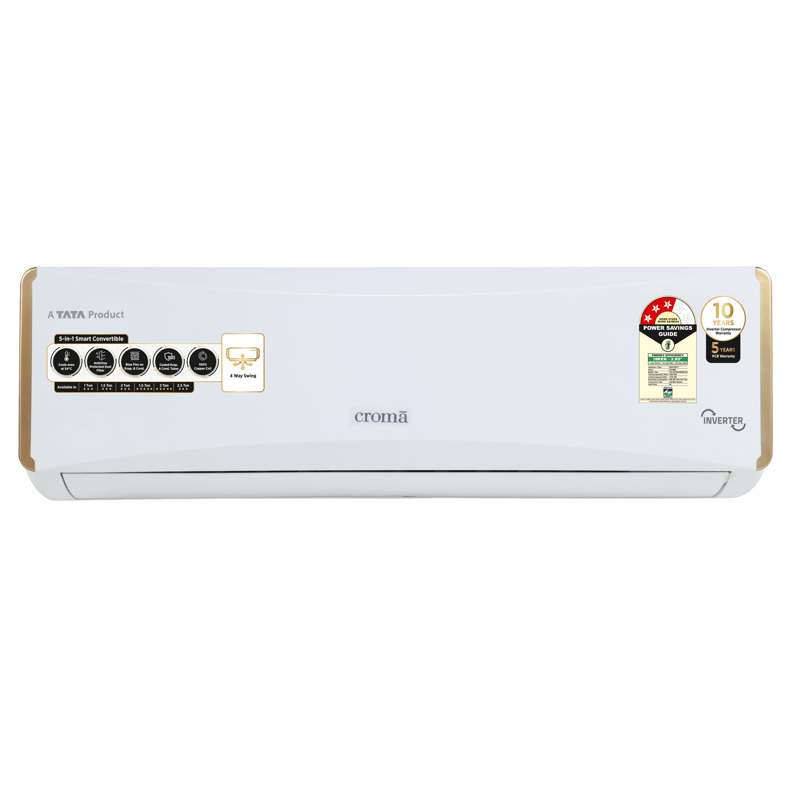 Croma 5 in 1 Convertible 1 Ton 3 Star Inverter Split AC with Dust Filter (Copper Condenser, CRLA012IND255956)