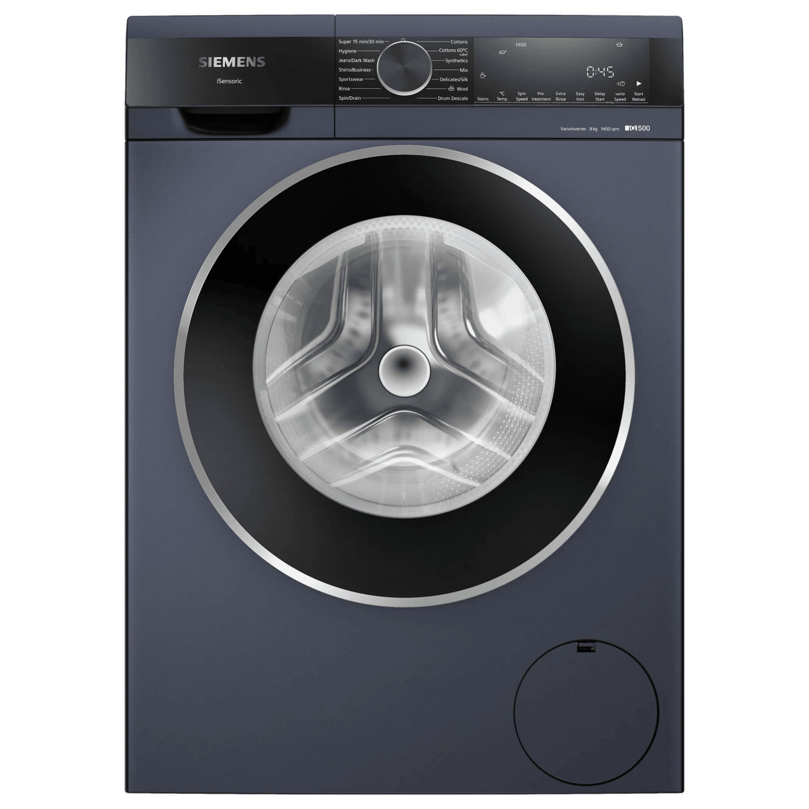 SIEMENS 8 kg Fully Automatic Front Load Washing Machine (iQ500, WG34A20PIN, WaveDrum, Dark Lake)