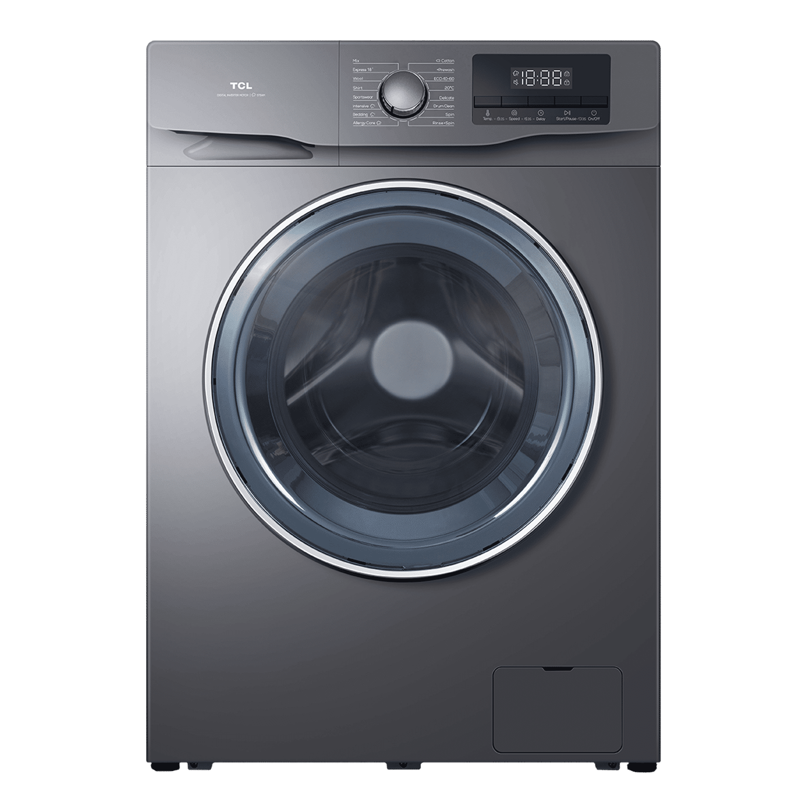 TCL 7.5 kg 5 Star Fully Automatic Front Load Washing Machine (P061, P6075FLS, BLDC Inverter Motor, Dark Silver)