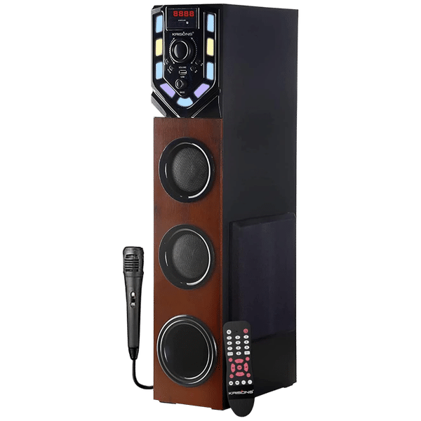 KRISONS Swag Tower 90W Multimedia Speaker (Bluetooth Connectivity, 2.1 Channel, Black and Brown)_1