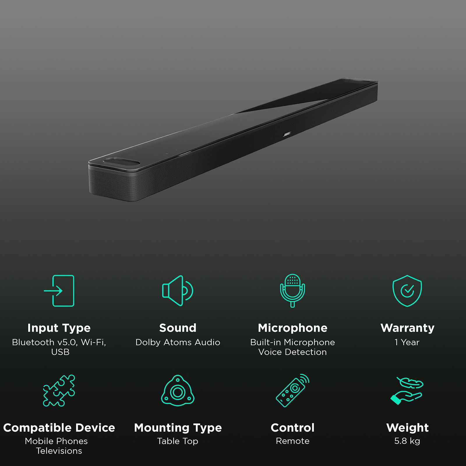 Buy BOSE Smart Ultra Bluetooth Soundbar With Remote (Dolby Atmos, Black ...