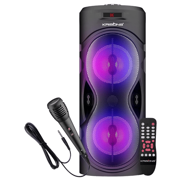 Krisons Cylender 40W Bluetooth Party Speaker with Mic (Flashing DJ Lights, 2.0 Channel, Black)_1