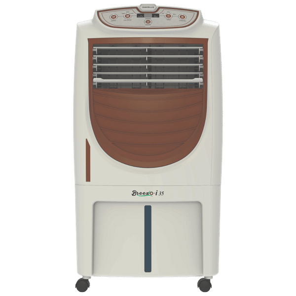 HAVELLS Breezo-i 35 Litres Personal Air Cooler with Remote & Electronic Panel (Breatheezee Technology, White & Brown)_1