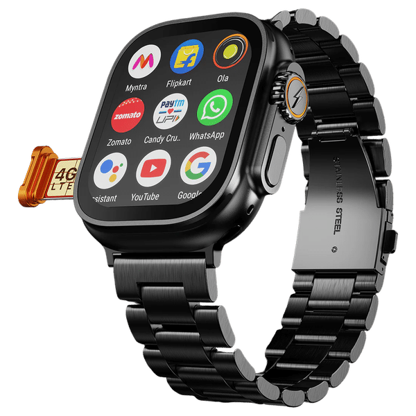 FIRE-BOLTT Oracle Wi-Fi+4G SIM Android OS Wristphone (49mm Display, In Built GPS, Black Chrome Strap)_1